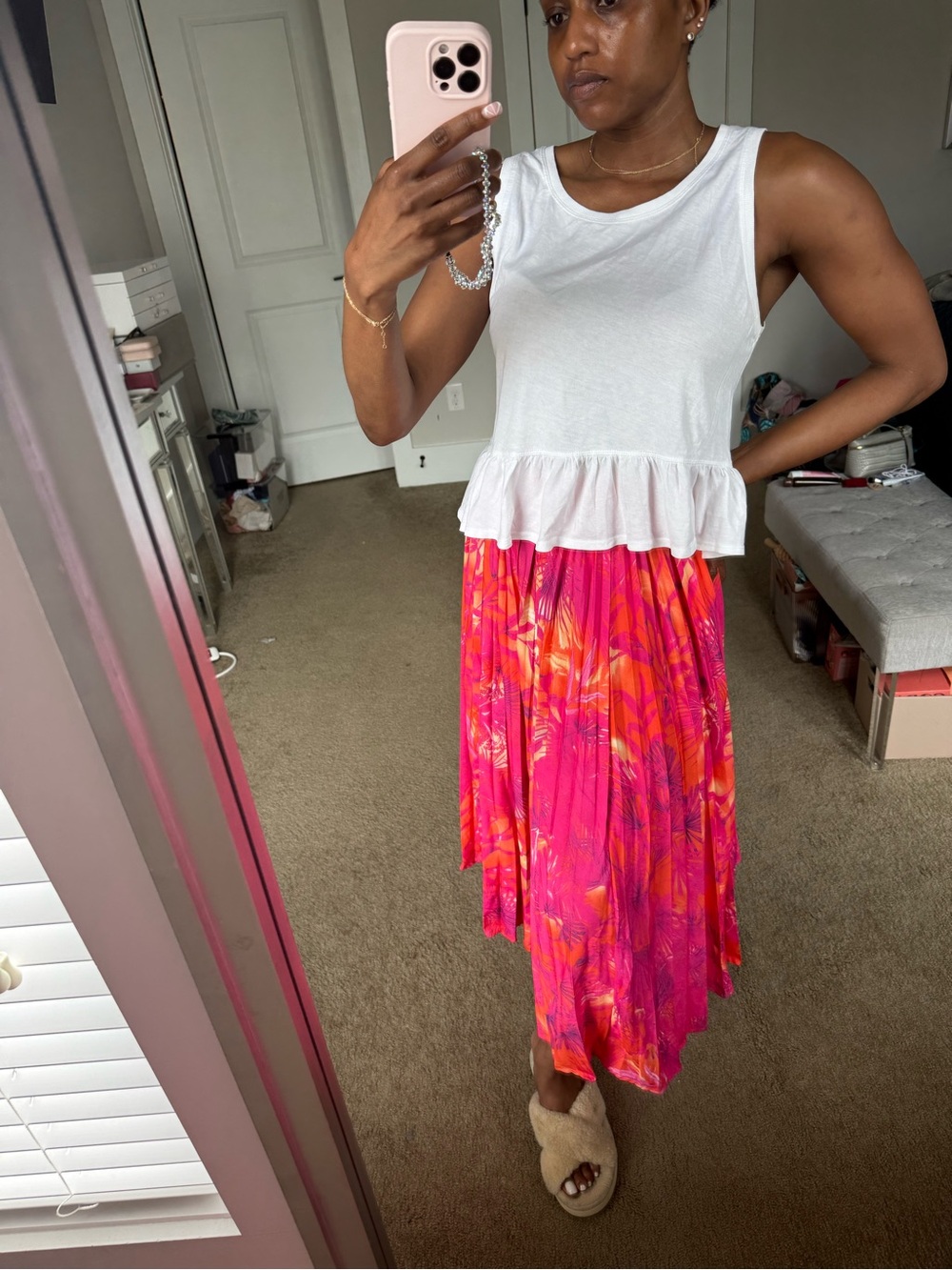 White Ruffle-Hem Tank Top - Picture 2 of 5